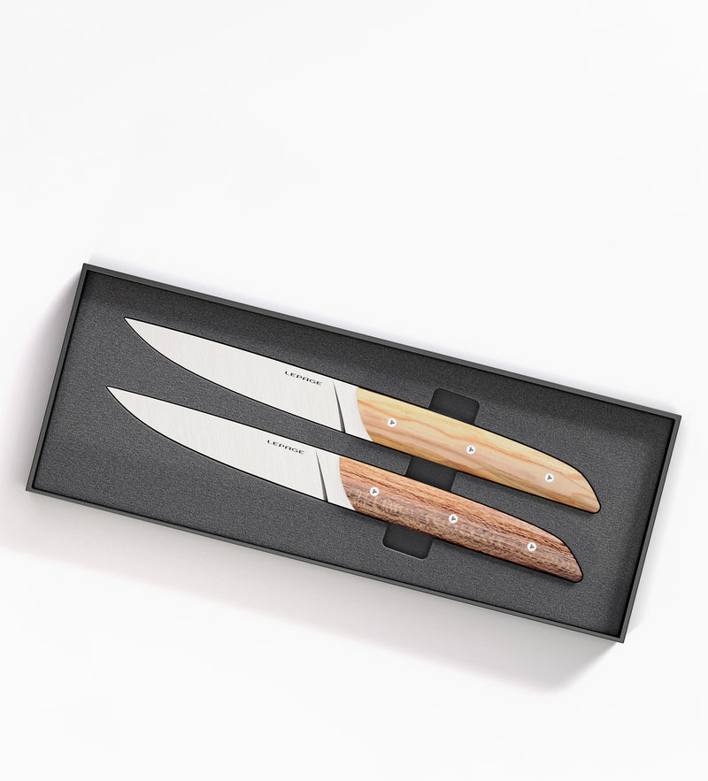 Coffret de 2 couteaux manches bois - cade et louro preto