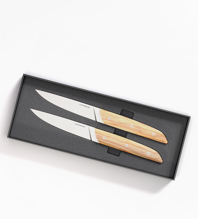 Coffret de 2 couteaux manches bois - olivier