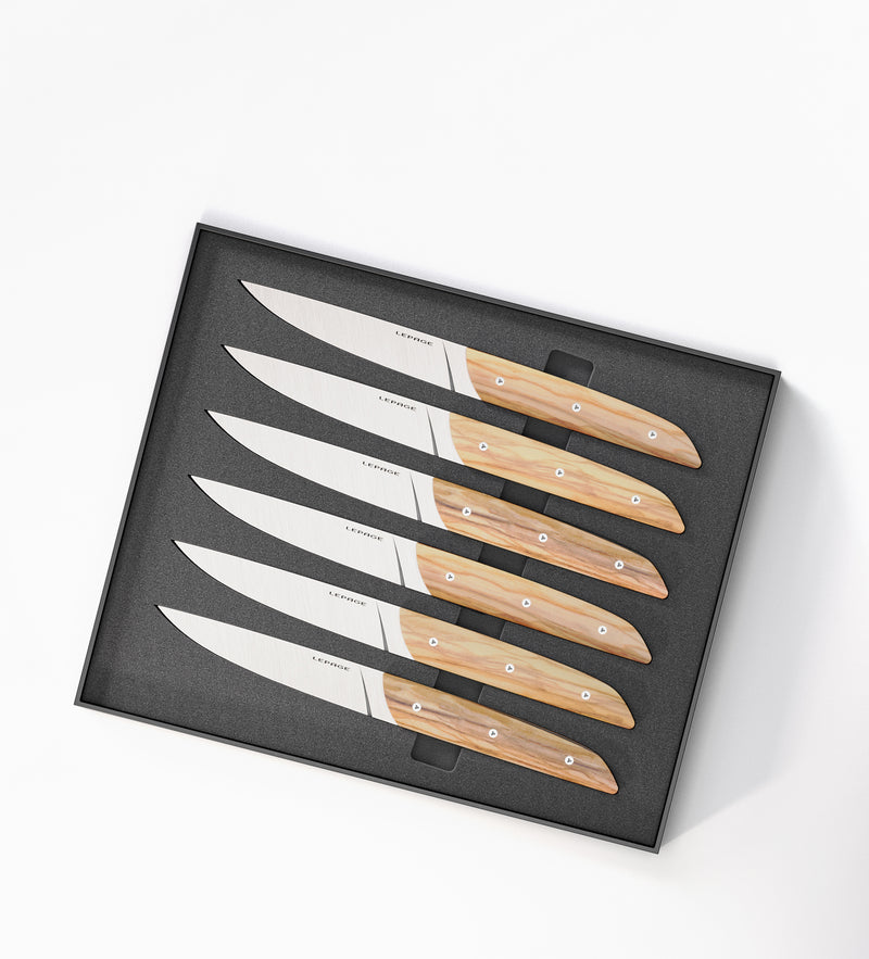 Coffret de 6 couteaux bois manche en olivier